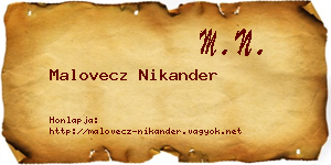 Malovecz Nikander névjegykártya